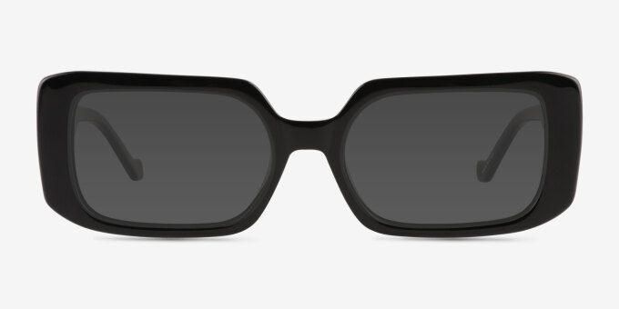 Tully Shiny Black PlasticEyeglass Frames from EyeBuyDirect, with Tinted Lenses