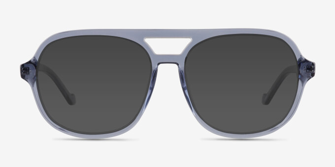 Eris Clear Blue Purple PlasticEyeglass Frames from EyeBuyDirect, with Tinted Lenses