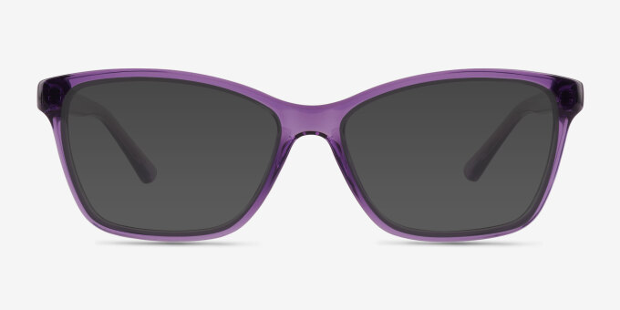 Marlowe Clear Purple PlasticEyeglass Frames from EyeBuyDirect, with Tinted Lenses