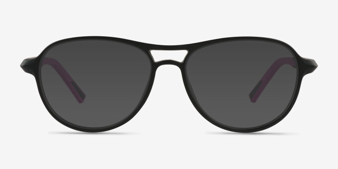 Hud Matte Black PlasticEyeglass Frames from EyeBuyDirect, with Tinted Lenses