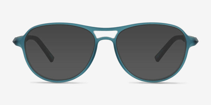Hud Matte Crystal Teal PlasticEyeglass Frames from EyeBuyDirect, with Tinted Lenses