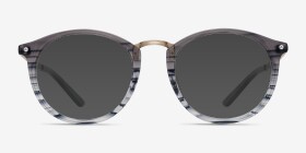 La Femme Gray Striped Acetate-metal Montures de lunettes de vue d'EyeBuyDirect, with Tinted Lenses
