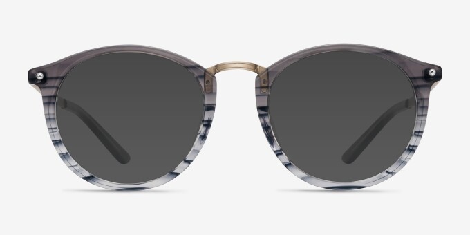 La Femme Gray Striped Acetate, MetalEyeglass Frames from EyeBuyDirect, with Tinted Lenses