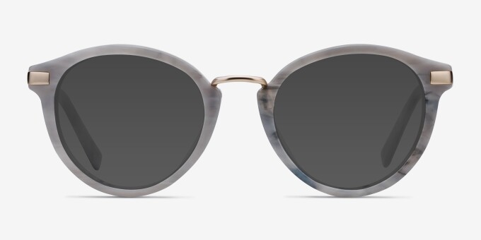 Yuke Light Gray Acetate, MetalMontures de lunettes de vue d'EyeBuyDirect, Avec des Verres Teintés