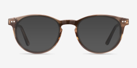 Traveller Brown Striped Acetate-metal Montures de lunettes de vue d'EyeBuyDirect, with Tinted Lenses