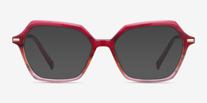Carmel Raspberry Striped Acetate, MetalEyeglass Frames from EyeBuyDirect, with Tinted Lenses