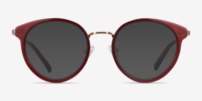 Jezzie Burgundy & Gold Acetate, MetalEyeglass Frames from EyeBuyDirect, with Tinted Lenses