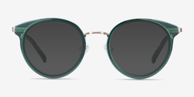 Jezzie Emerald Green & Gold Acetate, MetalEyeglass Frames from EyeBuyDirect, with Tinted Lenses