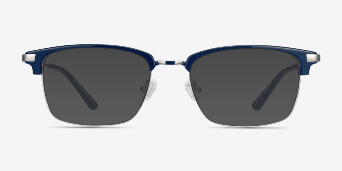 Maxwell Bleu marine Acetate, MetalMontures de lunettes de vue d'EyeBuyDirect, Avec des Verres Teintés