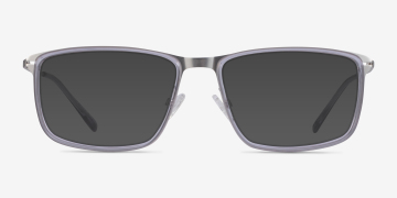 Kairo Rectangle Clear Gray Silver Glasses for Men | Eyebuydirect