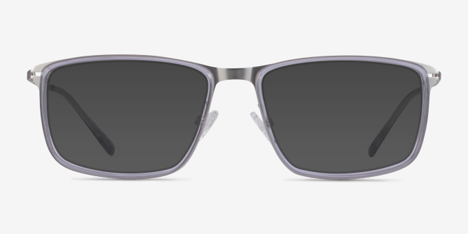 Kairo Clear Gray Silver AcetateEyeglass Frames from EyeBuyDirect, with Tinted Lenses