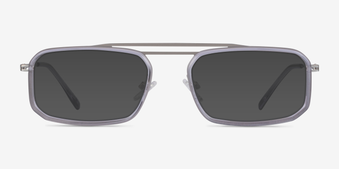 Watson Clear Gray Silver AcetateEyeglass Frames from EyeBuyDirect, with Tinted Lenses
