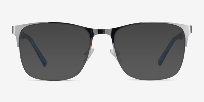 Emmerson Silver & Clear Blue Acetate, MetalEyeglass Frames from EyeBuyDirect, with Tinted Lenses