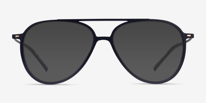 Clip Matte Navy & Gold Plastic, MetalEyeglass Frames from EyeBuyDirect, with Tinted Lenses