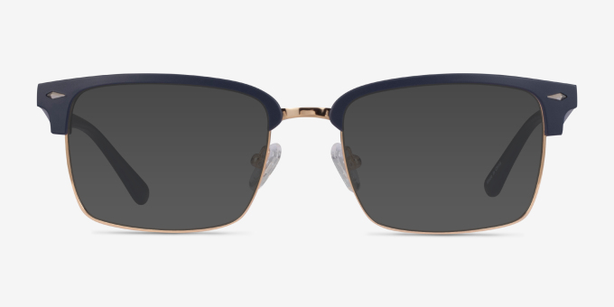 Renaissance Matte Blue & Gold MetalEyeglass Frames from EyeBuyDirect, with Tinted Lenses