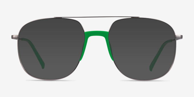 Subject Gunmetal & Green Acetate, MetalEyeglass Frames from EyeBuyDirect, with Tinted Lenses