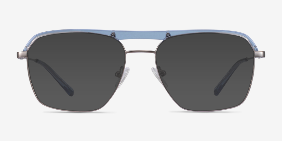 Dynamo Aviator Clear Blue & Gunmetal Glasses for Men | Eyebuydirect