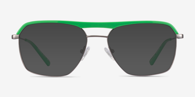 Dynamo Green & Gunmetal Acetate, MetalEyeglass Frames from EyeBuyDirect, with Tinted Lenses