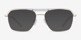 Dynamo Clear & Gold Acetate-metal Montures de lunettes de vue d'EyeBuyDirect, with Tinted Lenses