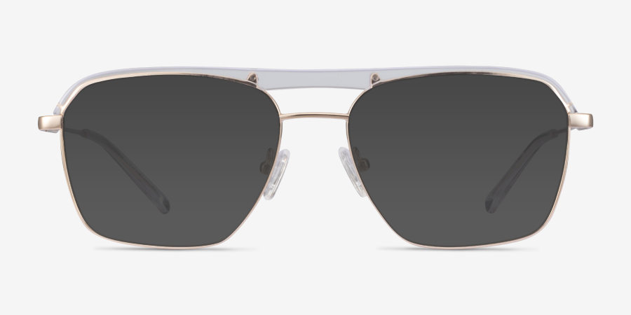 Dynamo Aviator Clear & Gold Glasses for Men | Eyebuydirect