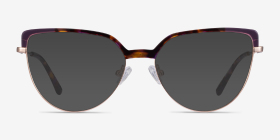 Dona Floral & Rose Gold Acetate-metal Montures de lunettes de vue d'EyeBuyDirect, with Tinted Lenses