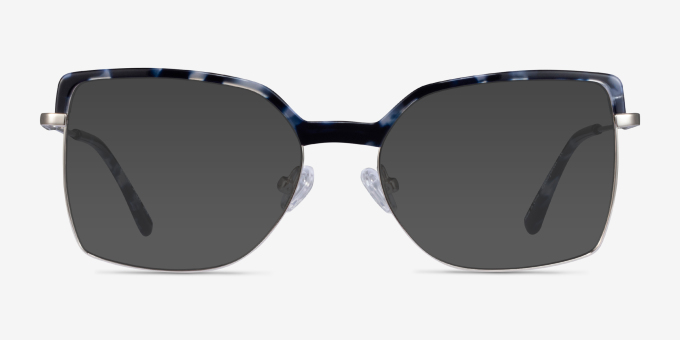 Further Blue Floral & Silver Acetate, MetalEyeglass Frames from EyeBuyDirect, with Tinted Lenses