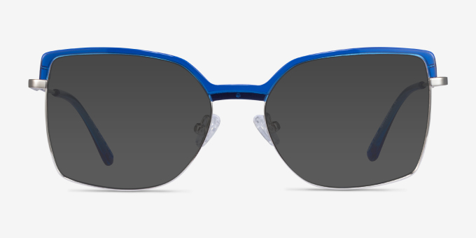 Further Blue & Silver Acetate, MetalMontures de lunettes de vue d'EyeBuyDirect, Avec des Verres Teintés