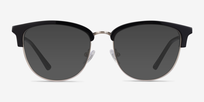 Sophisticated Black & Silver Acetate, MetalEyeglass Frames from EyeBuyDirect, with Tinted Lenses