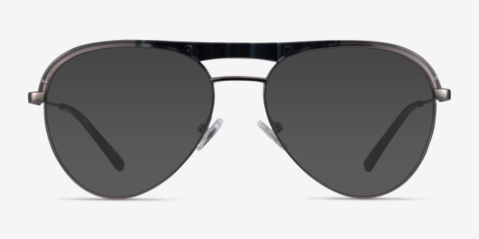 Mission Aviator Blue Striped & Gunmetal Glasses for Men | Eyebuydirect