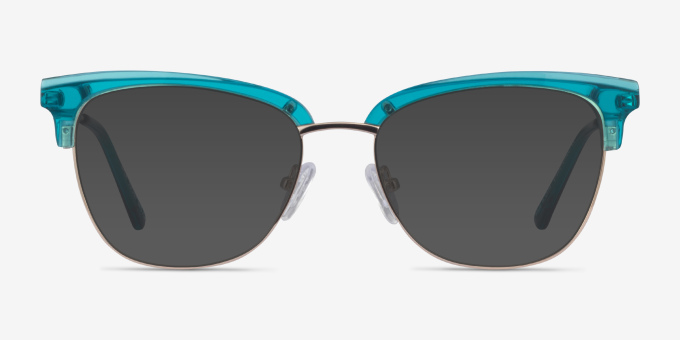 Gala Aqua & Gold Acetate, MetalEyeglass Frames from EyeBuyDirect, with Tinted Lenses