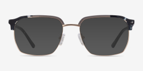 Break Gray Striped & Gold Acetate-metal Montures de lunettes de vue d'EyeBuyDirect, with Tinted Lenses