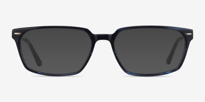 Fusion Blue Striped Silver AcetateEyeglass Frames from EyeBuyDirect, with Tinted Lenses