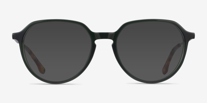 World Dark Green Silver AcetateEyeglass Frames from EyeBuyDirect, with Tinted Lenses