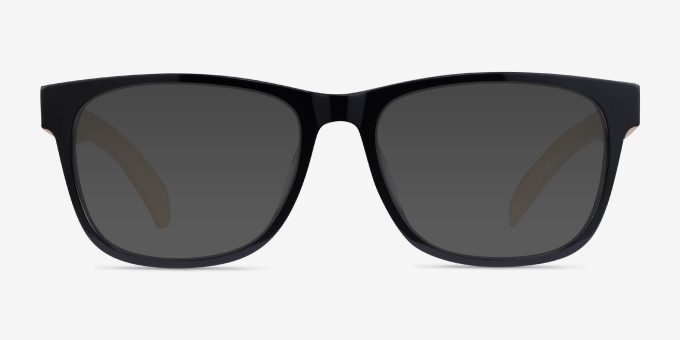 Reserve Black & Light Wood AcetateEyeglass Frames from EyeBuyDirect, with Tinted Lenses