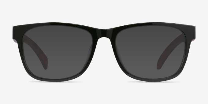 Reserve Green & Red Wood AcetateEyeglass Frames from EyeBuyDirect, with Tinted Lenses
