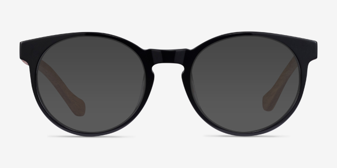 Everglades Black & Wood AcetateEyeglass Frames from EyeBuyDirect, with Tinted Lenses