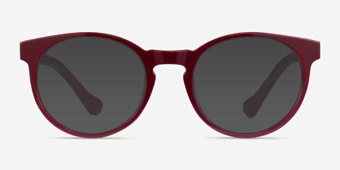 Everglades Red & Red Wood AcetateEyeglass Frames from EyeBuyDirect, with Tinted Lenses