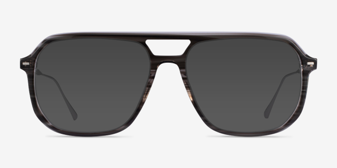 Intrepid Gray Striped AcetateEyeglass Frames from EyeBuyDirect, with Tinted Lenses
