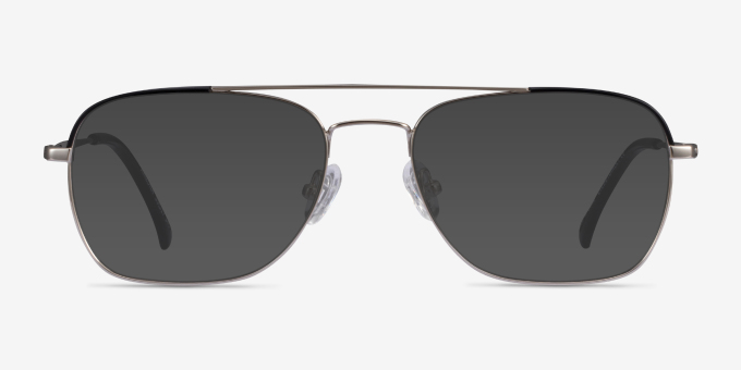 Arizona Silver Black AcetateEyeglass Frames from EyeBuyDirect, with Tinted Lenses