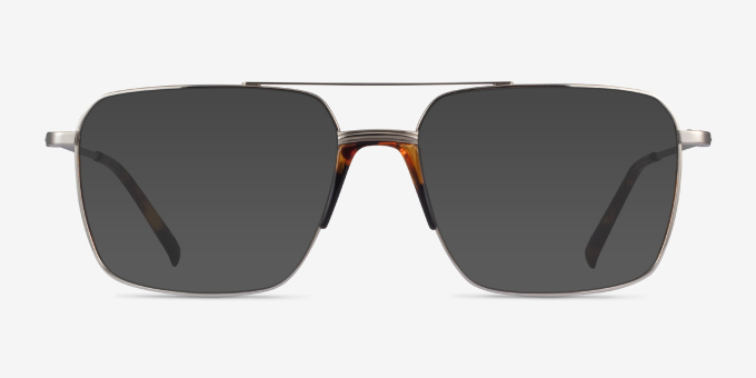 Matt Silver Tortoise AcetateEyeglass Frames from EyeBuyDirect, with Tinted Lenses