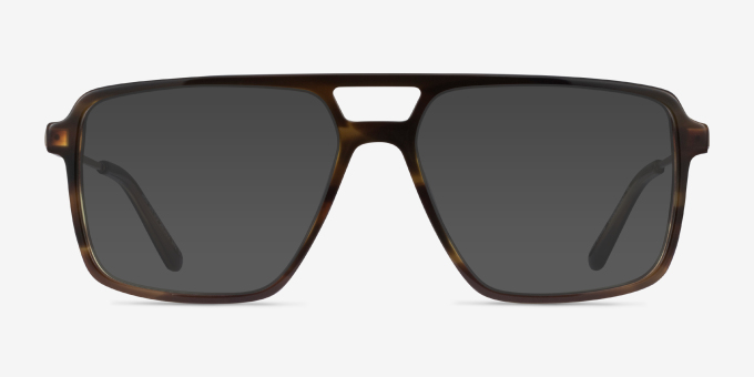 San Diego Striped Green Gold AcetateEyeglass Frames from EyeBuyDirect, with Tinted Lenses
