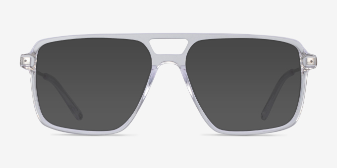 San Diego Clear Silver AcetateEyeglass Frames from EyeBuyDirect, with Tinted Lenses