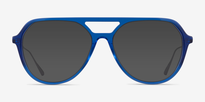 Cumulus Clear Blue Silver AcetateEyeglass Frames from EyeBuyDirect, with Tinted Lenses