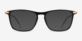 Estuary Black Gold Acétate Montures de lunettes de vue d'EyeBuyDirect, with Tinted Lenses