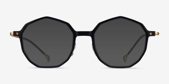 Carmelo Black Gold AcetateEyeglass Frames from EyeBuyDirect, with Tinted Lenses