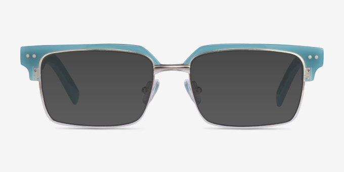 Byron Blue Silver AcetateEyeglass Frames from EyeBuyDirect, with Tinted Lenses