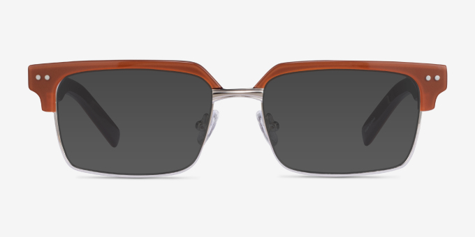 Byron Brown Silver AcetateEyeglass Frames from EyeBuyDirect, with Tinted Lenses