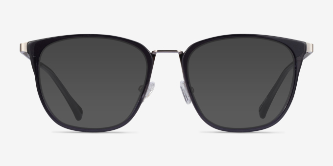 Utamaro Gray Silver AcetateEyeglass Frames from EyeBuyDirect, with Tinted Lenses