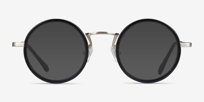 Nagoya Black Silver AcetateEyeglass Frames from EyeBuyDirect, with Tinted Lenses