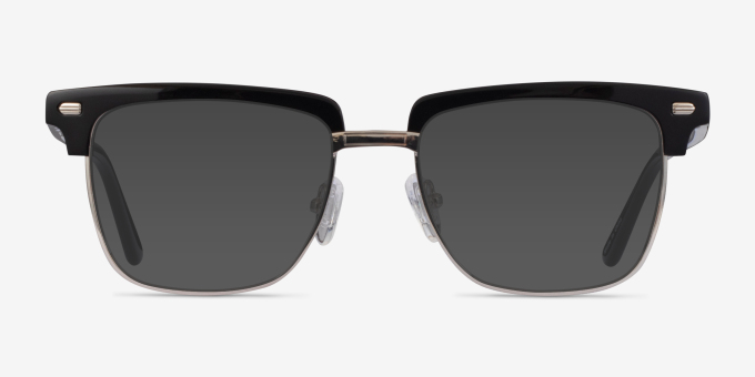 Murakami Black Silver AcetateEyeglass Frames from EyeBuyDirect, with Tinted Lenses